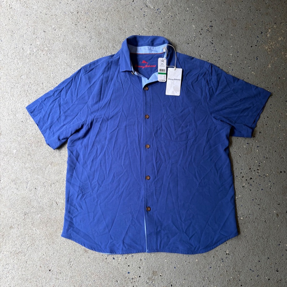 Tommy Bahama Thirst Down Football Beer Silk Camp Shirt Blue ST326509 Mens L NWT